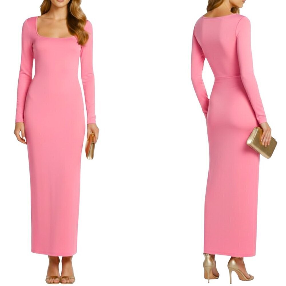 NWT Gianni Bini Column Icon Knit Scoop Neck Long Sleeve Bodycon Midi Dress